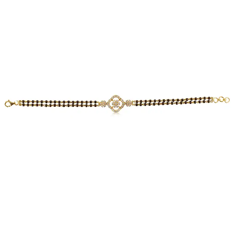 18K Gold Diamond Bracelet with black beads