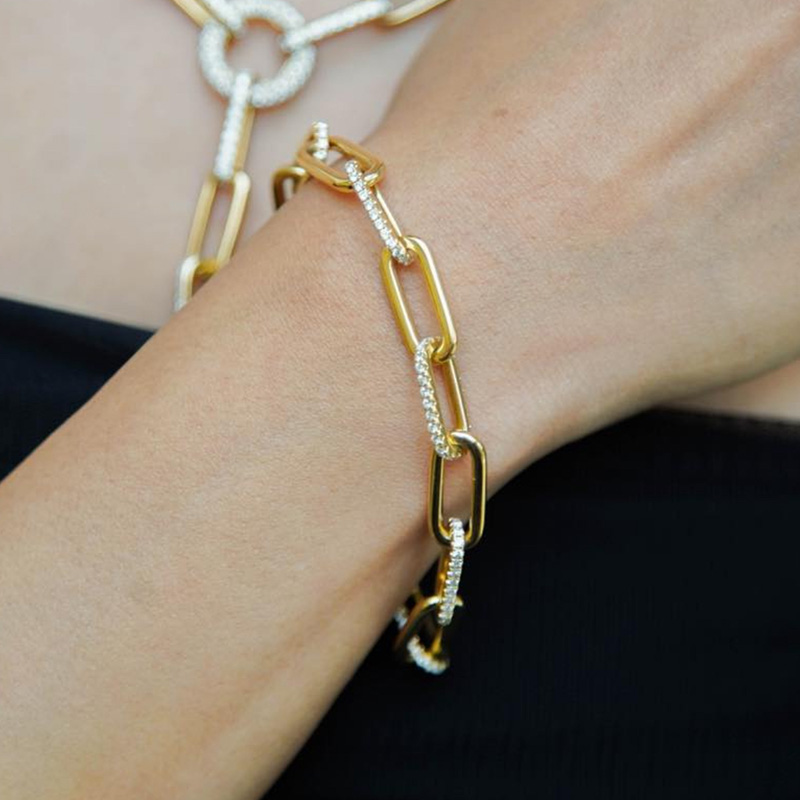 Elegant Gold Diamond Chain Bracelet