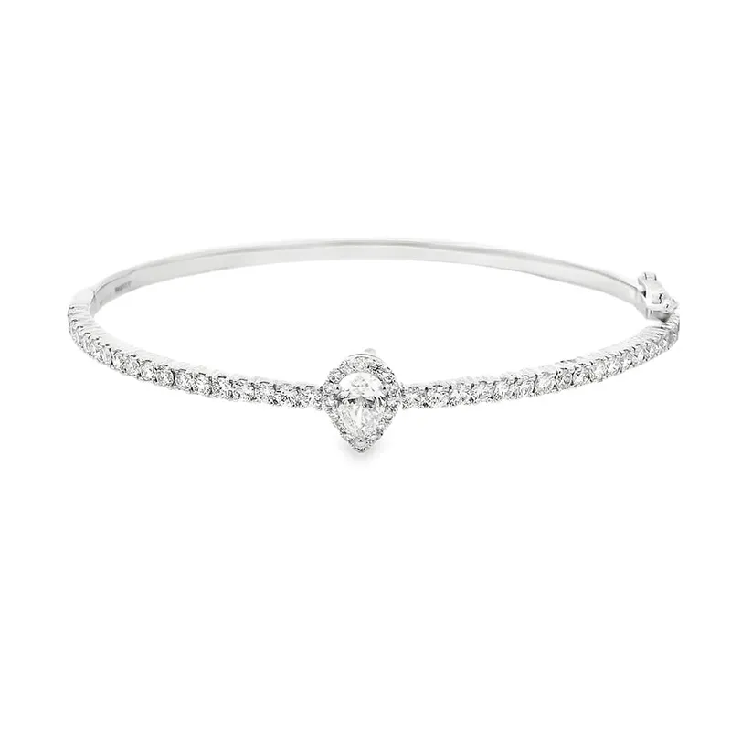 Elegant Diamond Bracelet - Pear shaped center