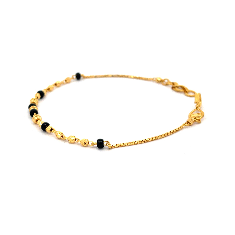 Delicate Black and Gold beads Bracelet - 7 inch