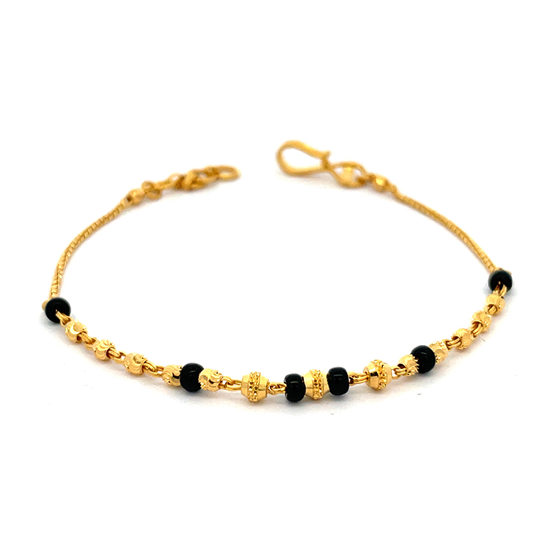 Delicate Black and Gold beads Bracelet - 7 inch