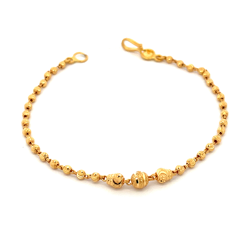 22K Gold beads Bracelet - 6.75 inch