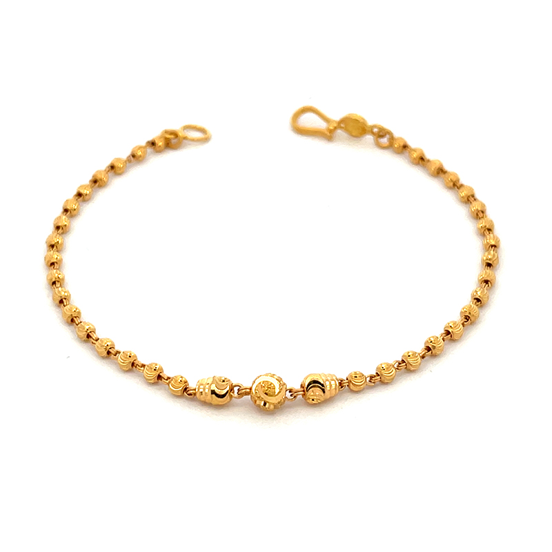 22K Gold beads Bracelet - 6.75 inch