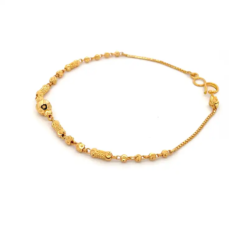 22k Gold Bracelet with beads - 7 inch