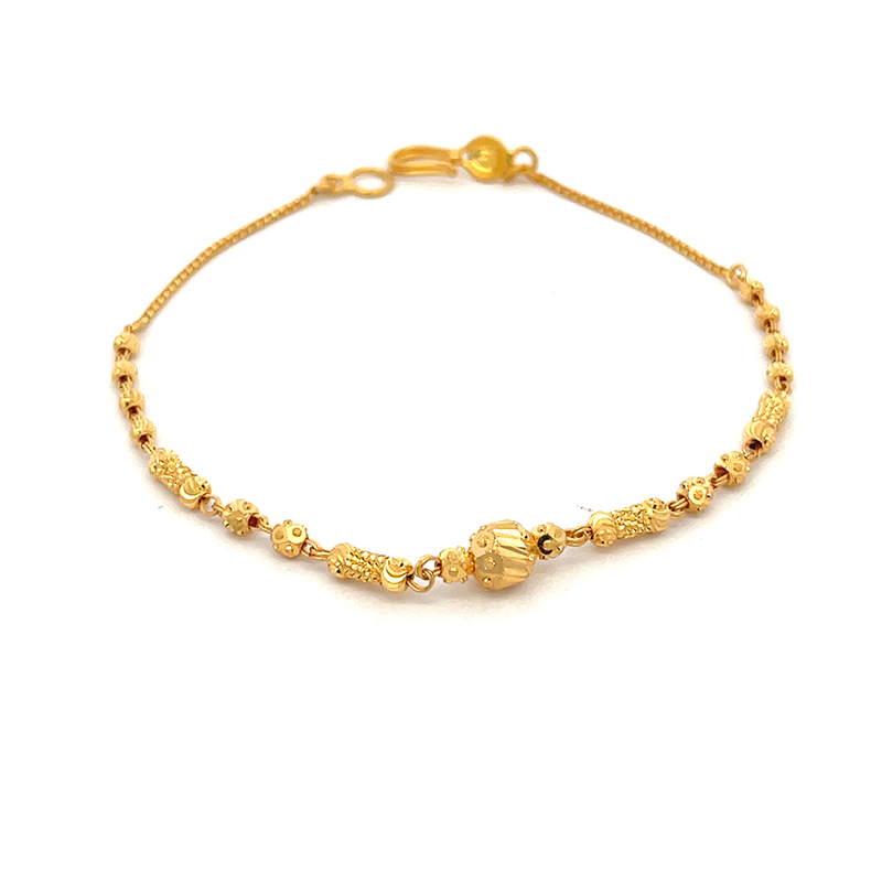 22k Gold Bracelet with beads - 7 inch
