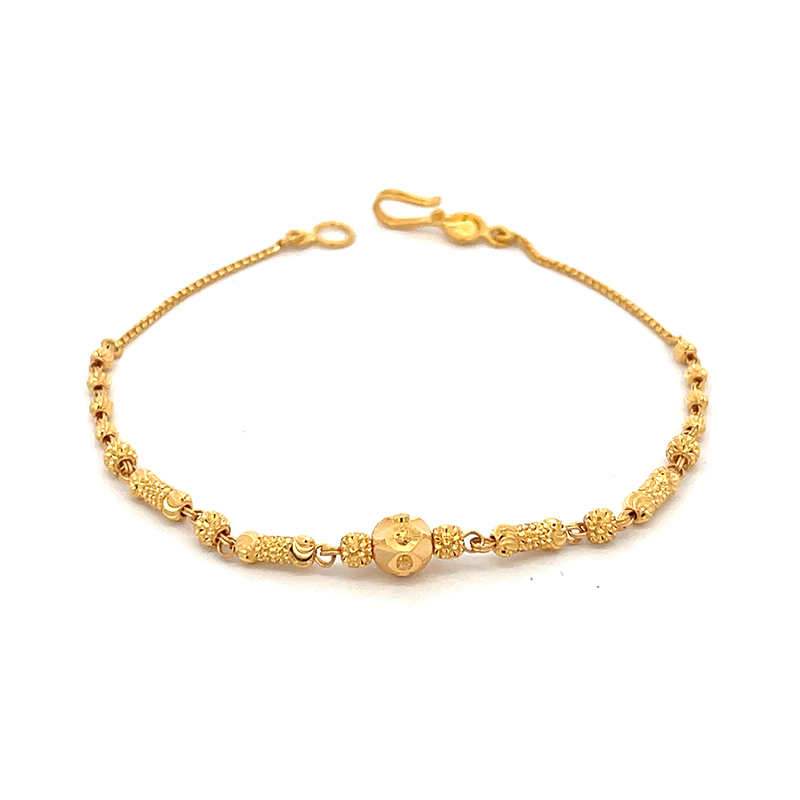 22k Gold Bracelet with beads - 7 inch