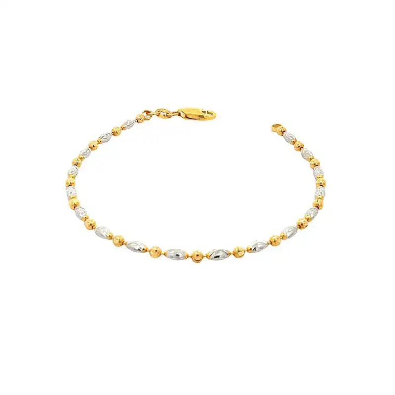 22K Two Tone Gold Bracelet - 7 inch