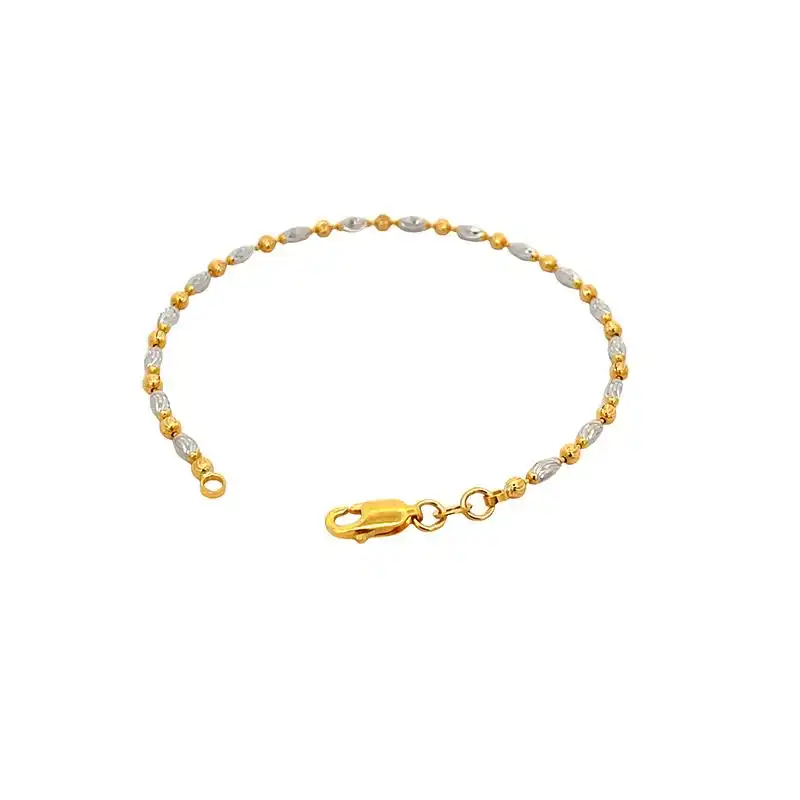 22K Two Tone Gold Bracelet - 7 inch