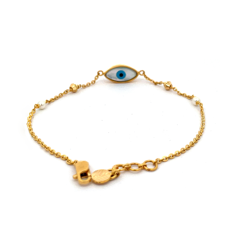 Elegant Evil Eye Bracelet in 22k Gold - 7 inch