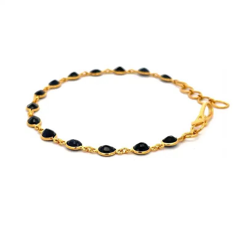 22K Gold Bracelet with Black accents - 7.25 inch