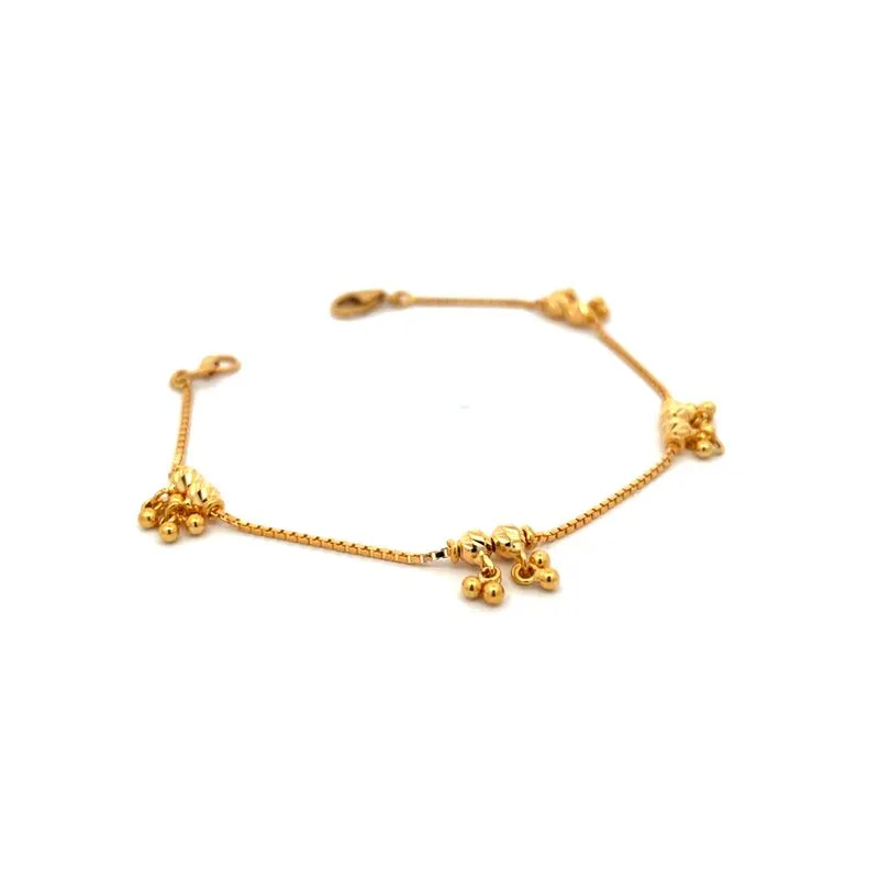 22K Yellow gold Bracelet with bells. Length -7.2 inch