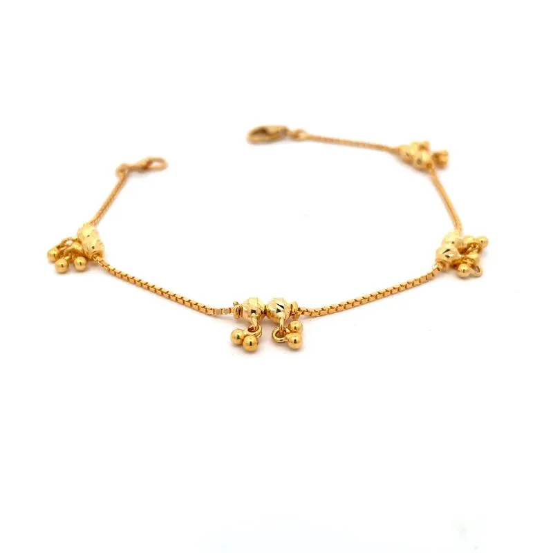 22K Yellow gold Bracelet with bells. Length -7.2 inch