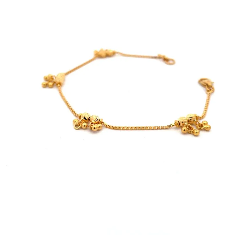 22K Yellow gold Bracelet with bells. Length -7.2 inch