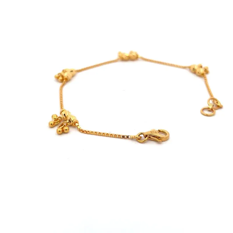 22K Yellow gold Bracelet with bells. Length -7.2 inch