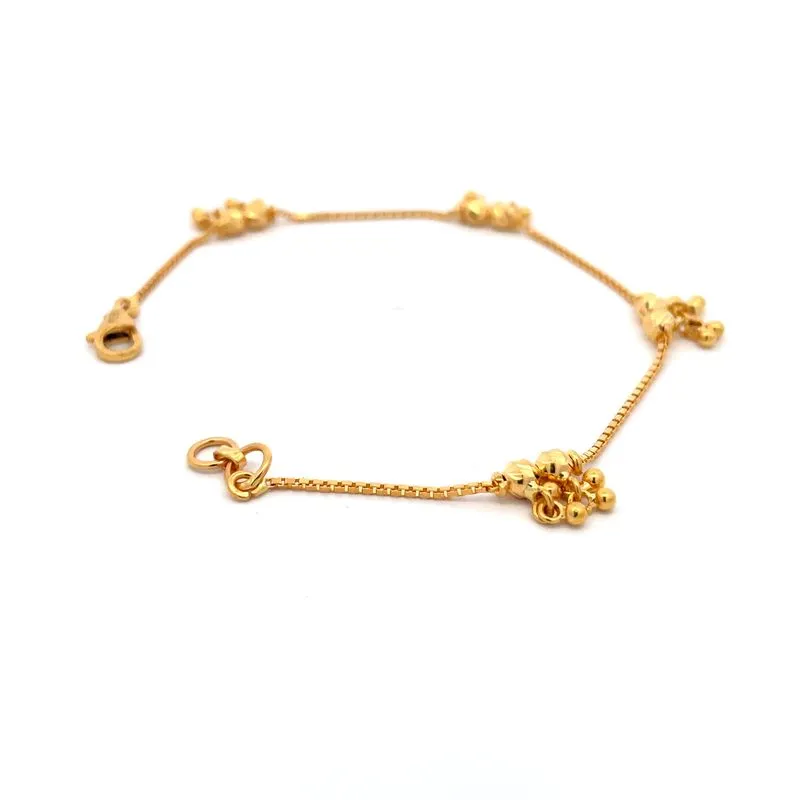 22K Yellow gold Bracelet with bells. Length -7.2 inch