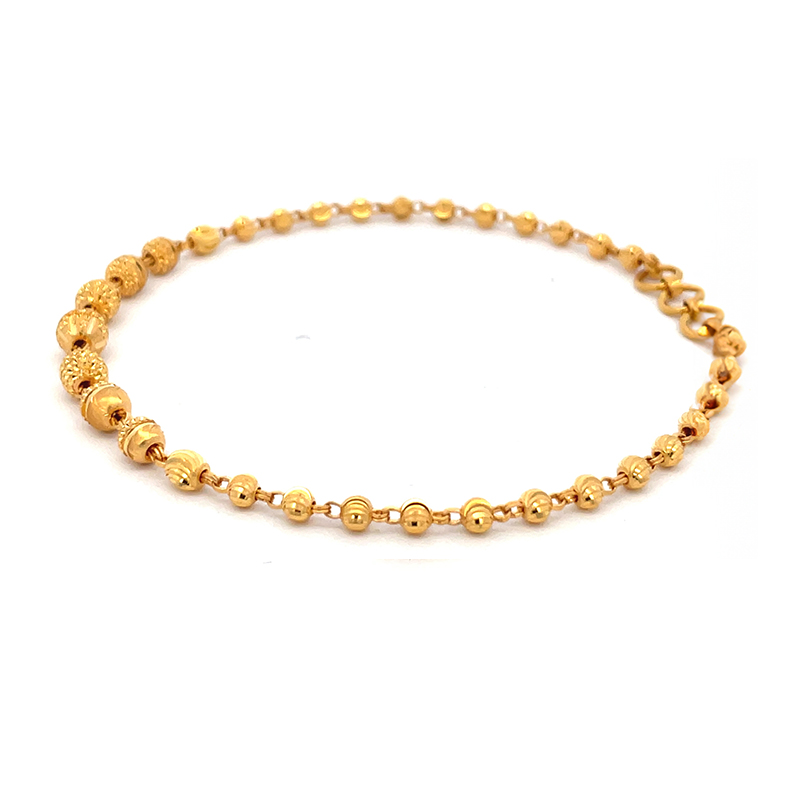 22K Gold graded Beads Bracelet - 7.25 inch