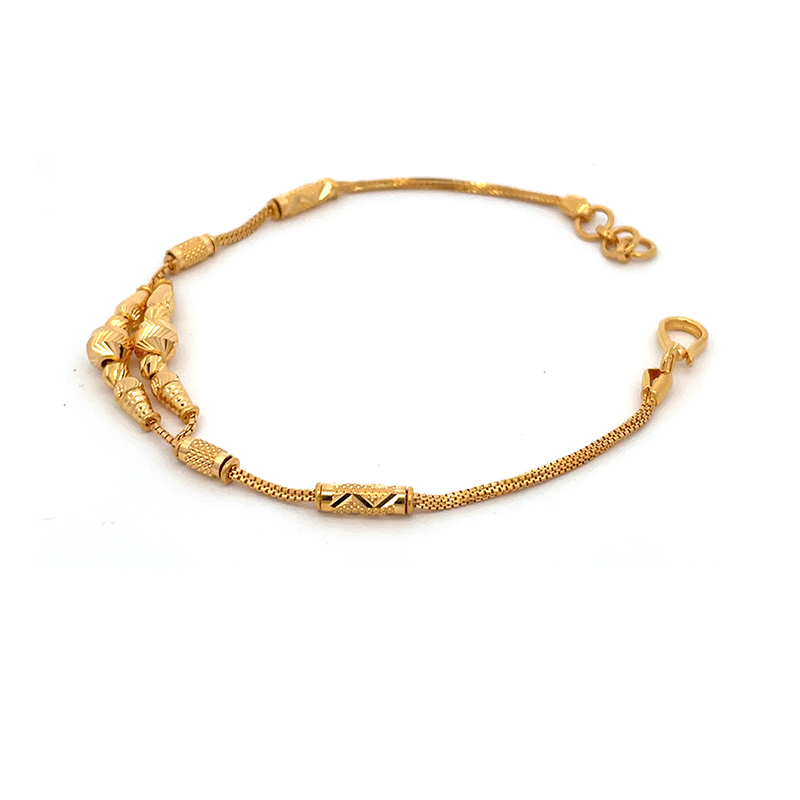 22K Gold Bracelet with double layered center - 6.75 inch