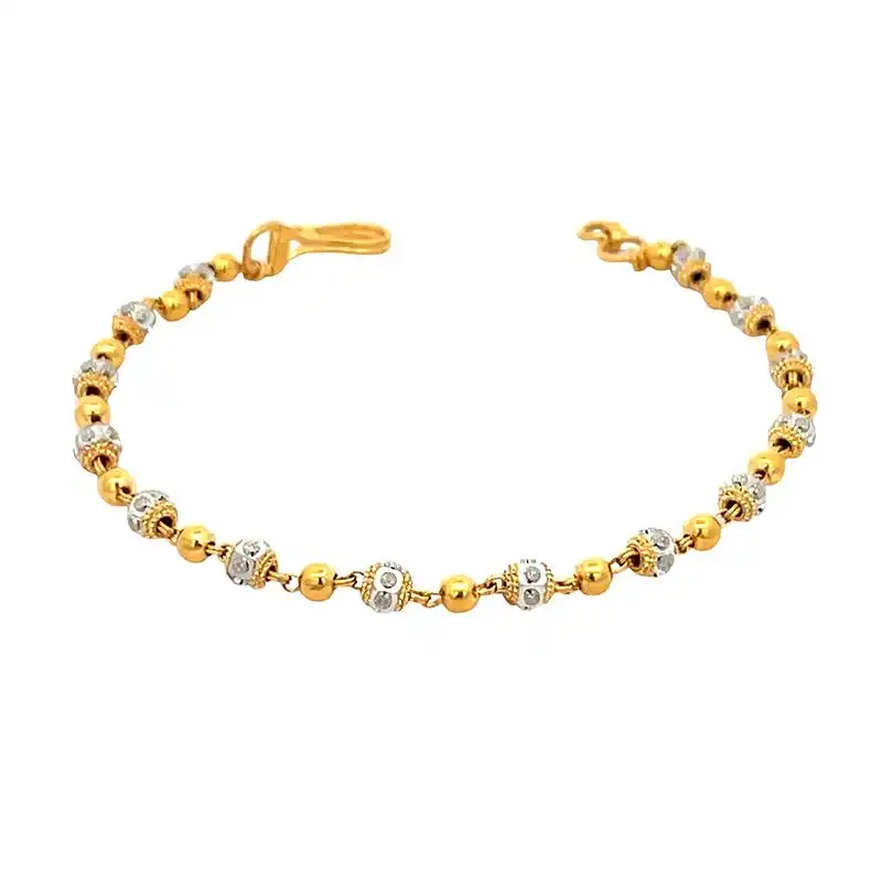 22K Two Tone Gold Bracelet - 7.25 inch