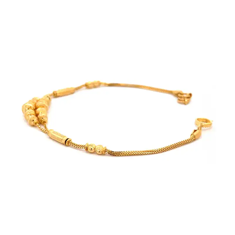 22K Gold Bracelet with double layered center - 7 inch