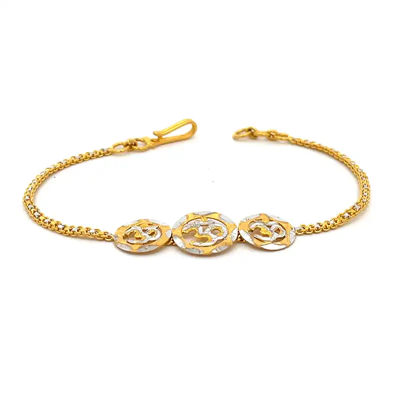 22K two tone Gold Bracelet with OM - 7.5 inches