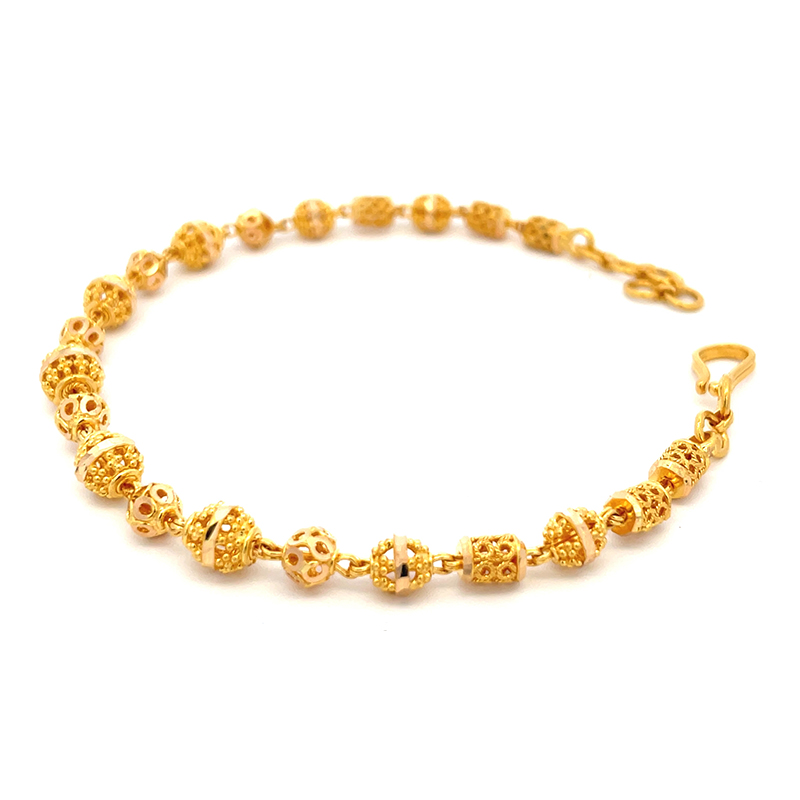 22k Gold Bracelet with large beads - 7 inch