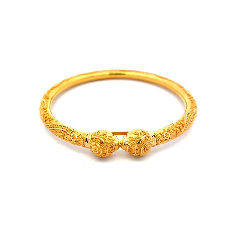 22K Yellow Gold Kada Bangles -Size 2.6