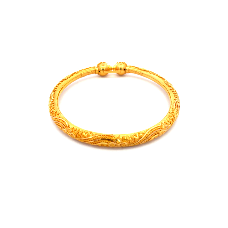 22K Yellow Gold Kada Bangles -Size 2.6