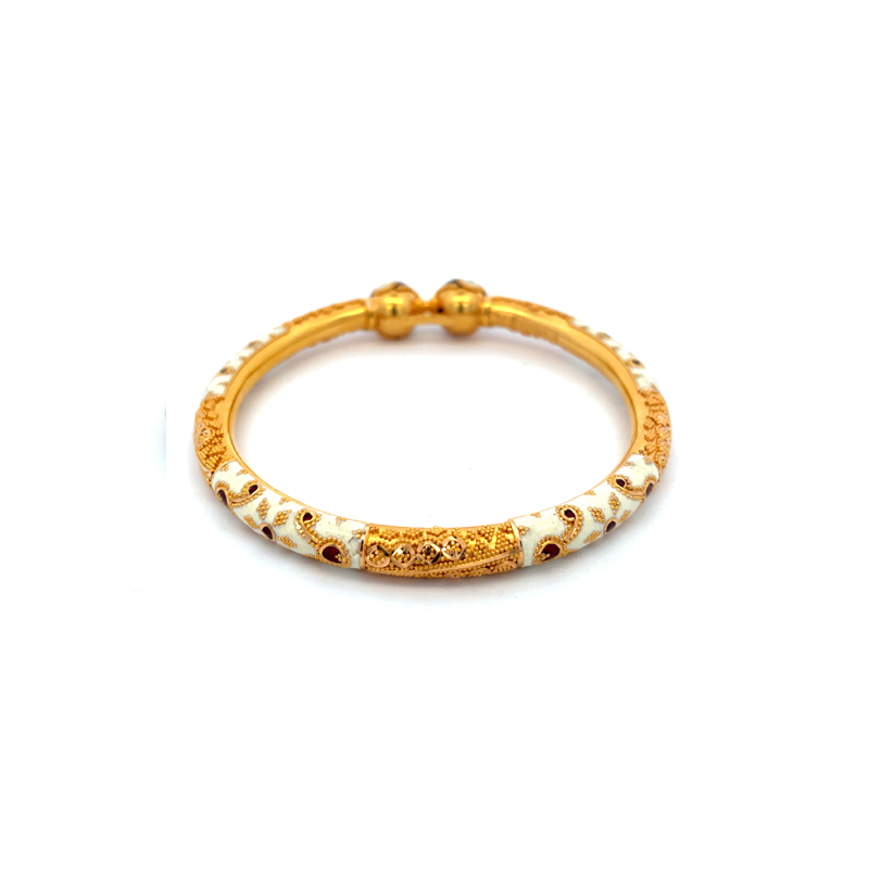 22K Yellow Gold Kada Bangles with enamel -Size 2.6