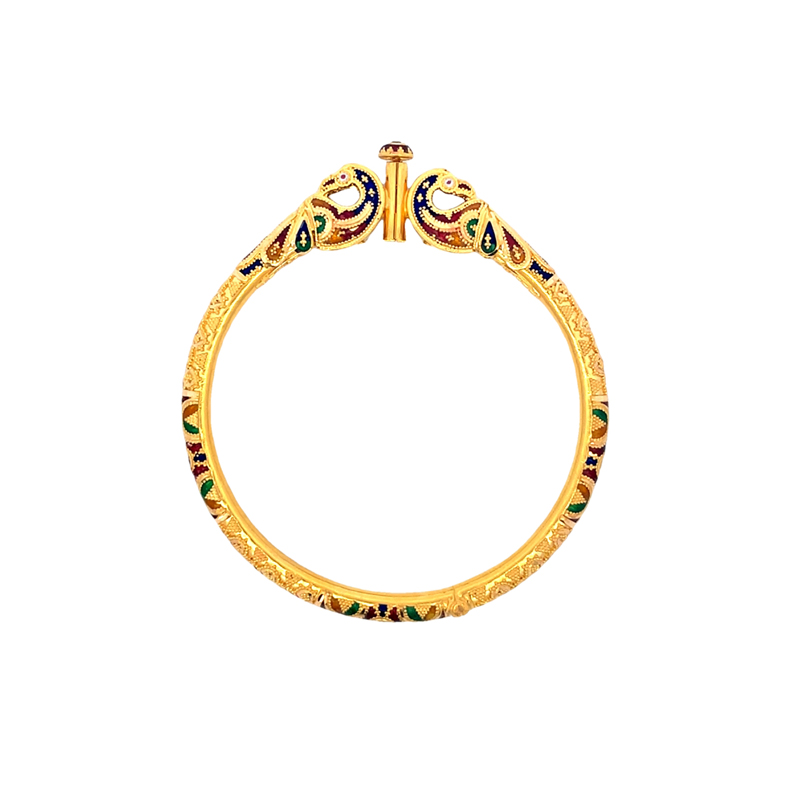 22K Yellow Gold Peacock design Bangles - Size 2.5