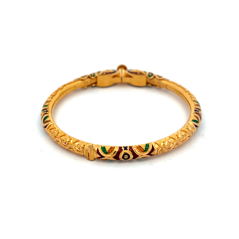 22K Yellow Gold Peacock design Bangles - Size 2.5