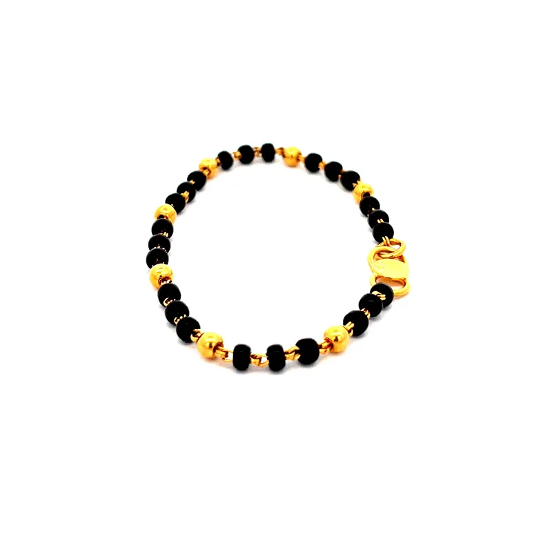 Baby bracelets with Black beads and Gold