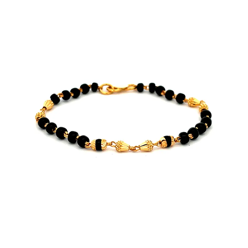 Baby bracelets with Black beads and Gold