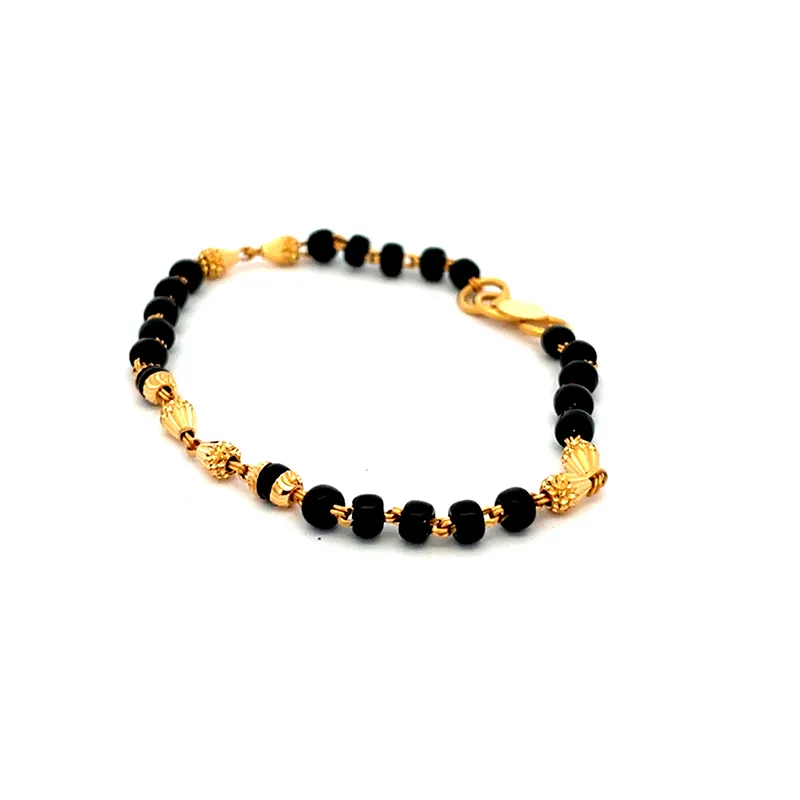 Baby bracelets with Black beads and Gold