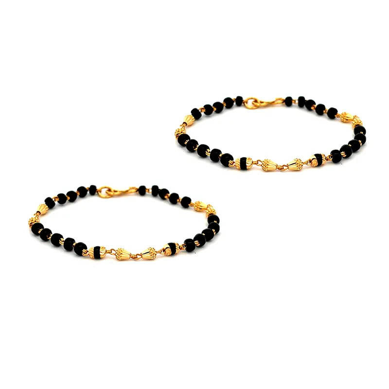 Baby bracelets with Black beads and Gold