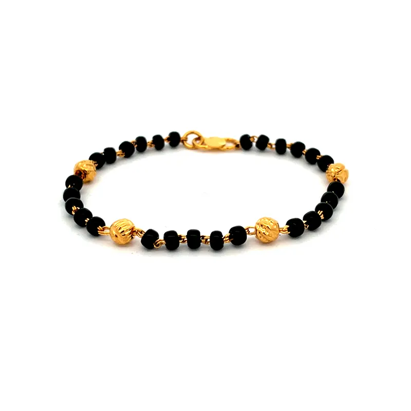 Baby bracelets with Black beads and Gold