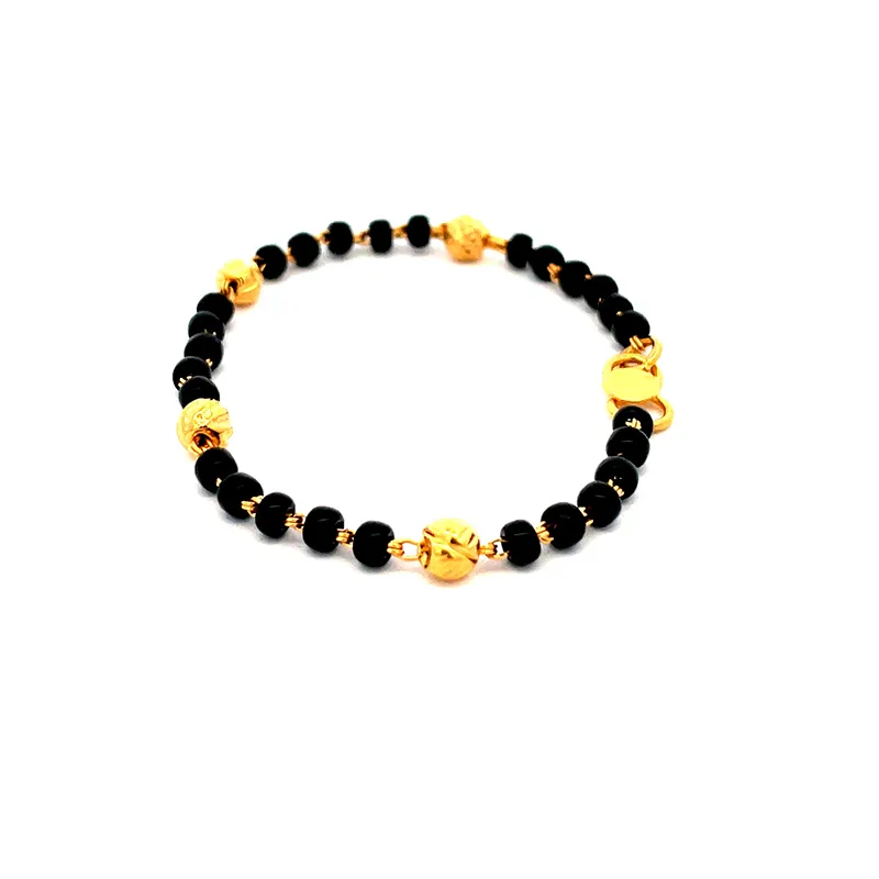 Baby bracelets with Black beads and Gold