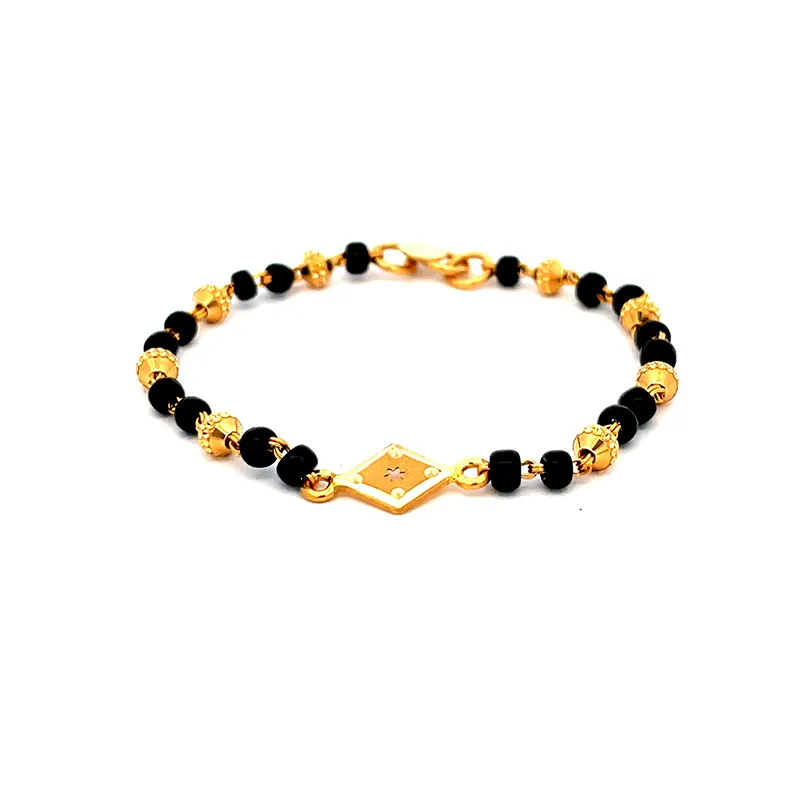 Baby bracelets with Black beads and Gold