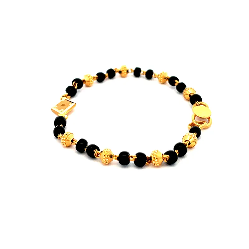 Baby bracelets with Black beads and Gold