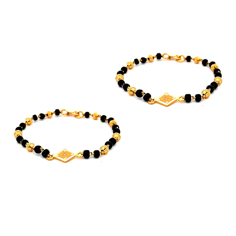 Baby bracelets with Black beads and Gold