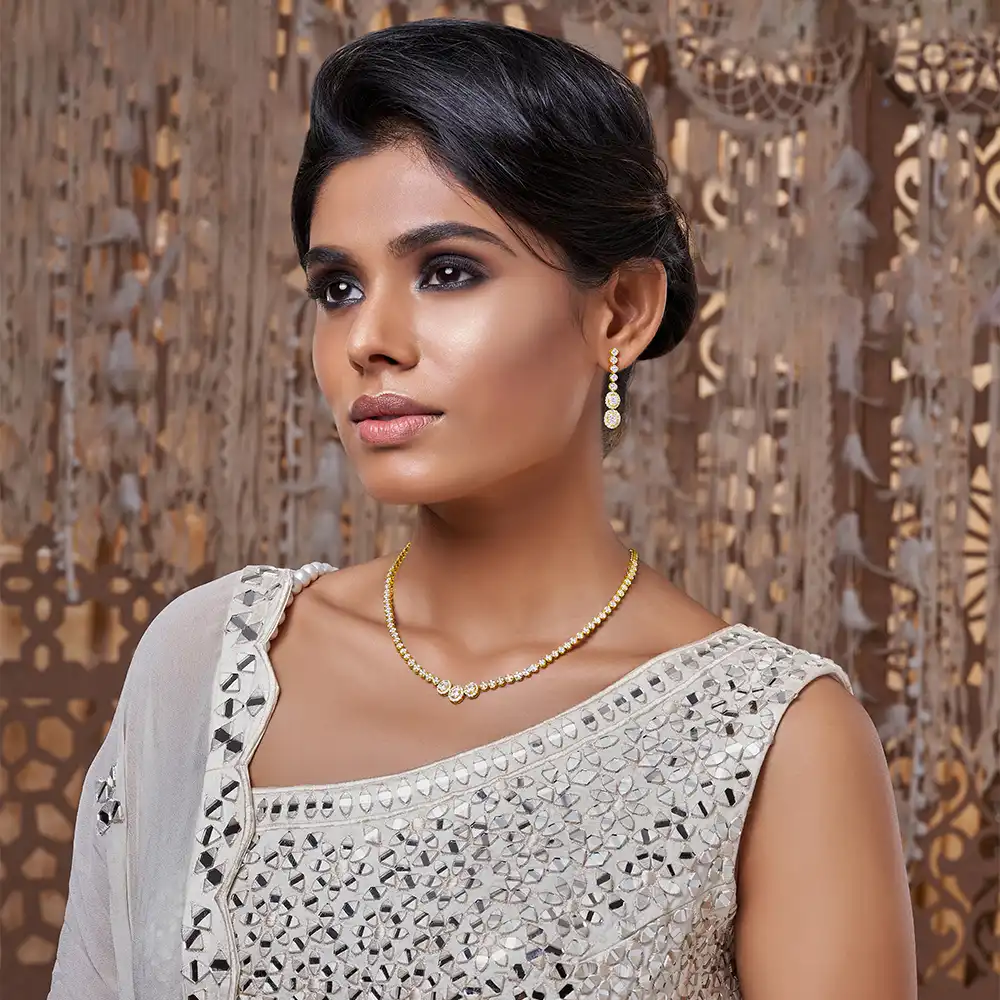 Angelic, Intricate Diamond Necklace & Earrings