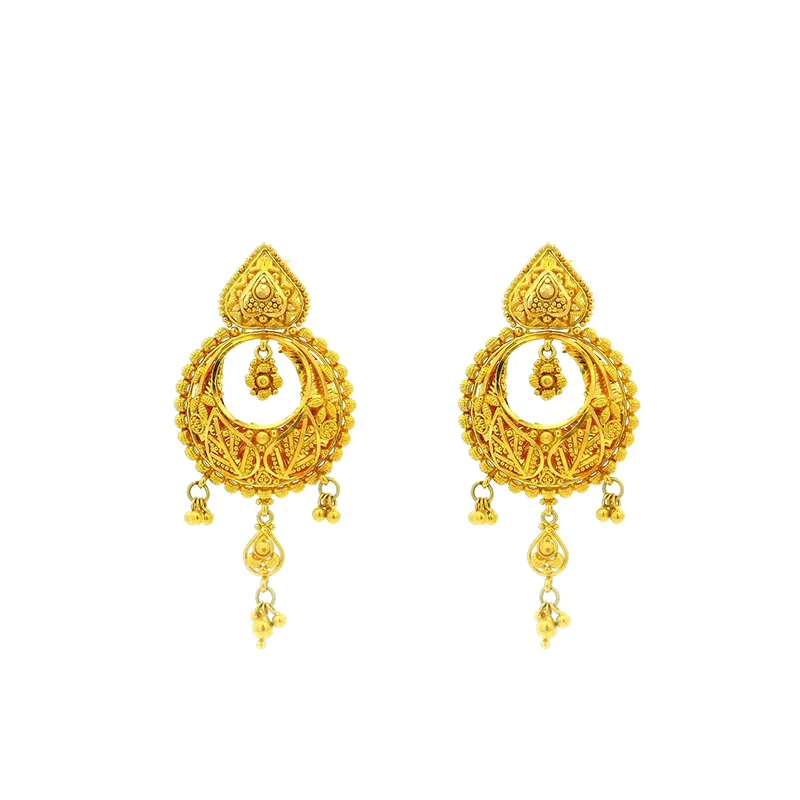 Elegant 22K Gold Earrings with Intricate Design