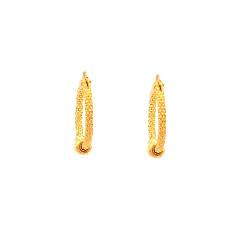 22K Gold Round Hoop Earrings - 15 mm