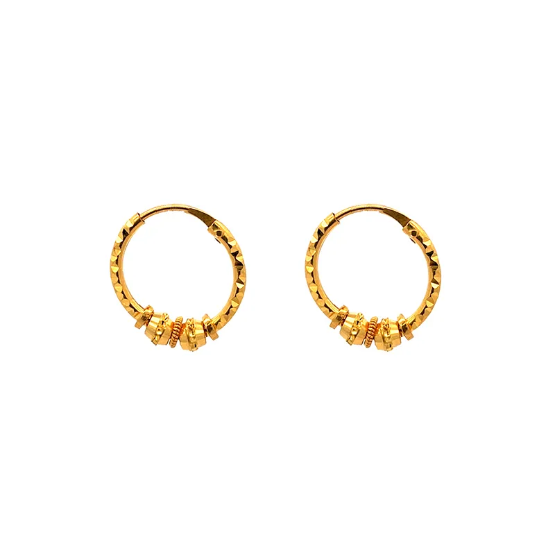 22K Yellow Gold Hoop Earrings - Diameter 15 mm