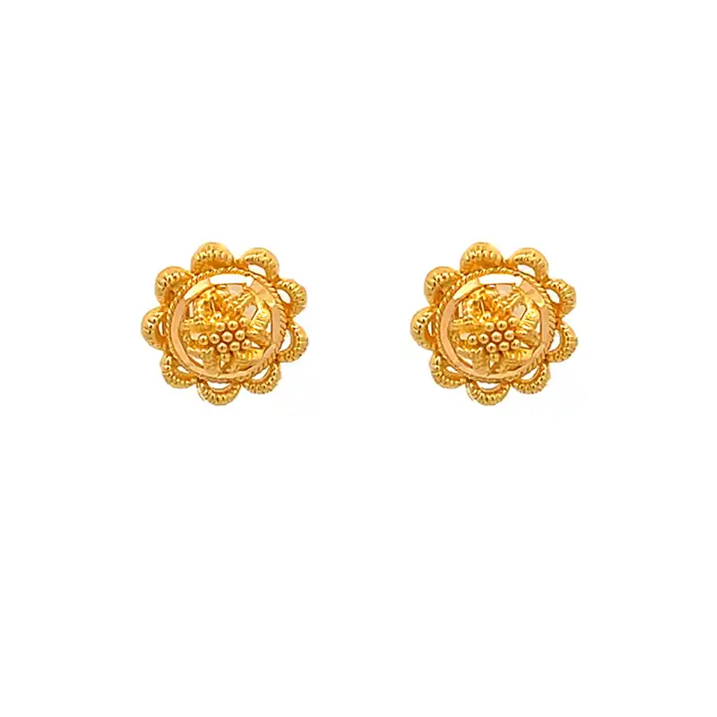 Golden Floral Stud Earrings