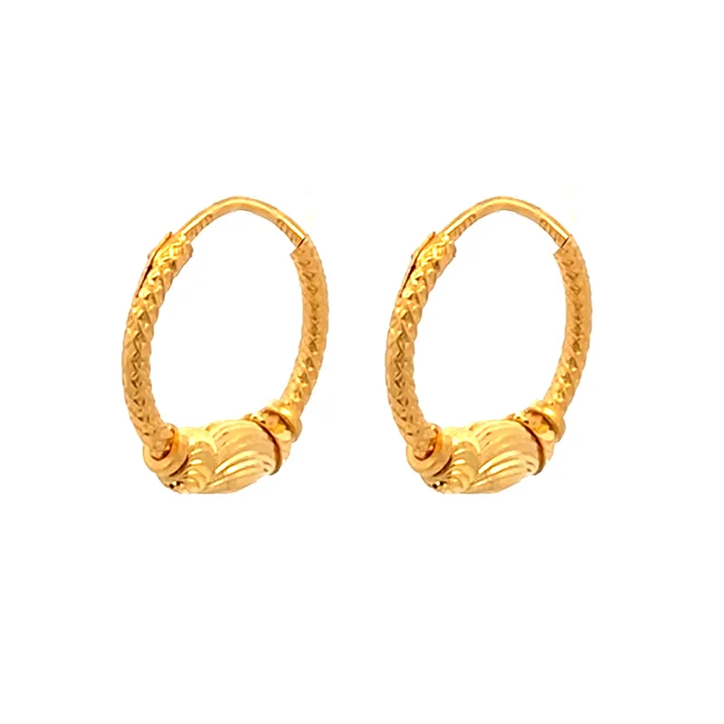 Timeless Round Hoop Earrings in 22K Gold- 15 mm