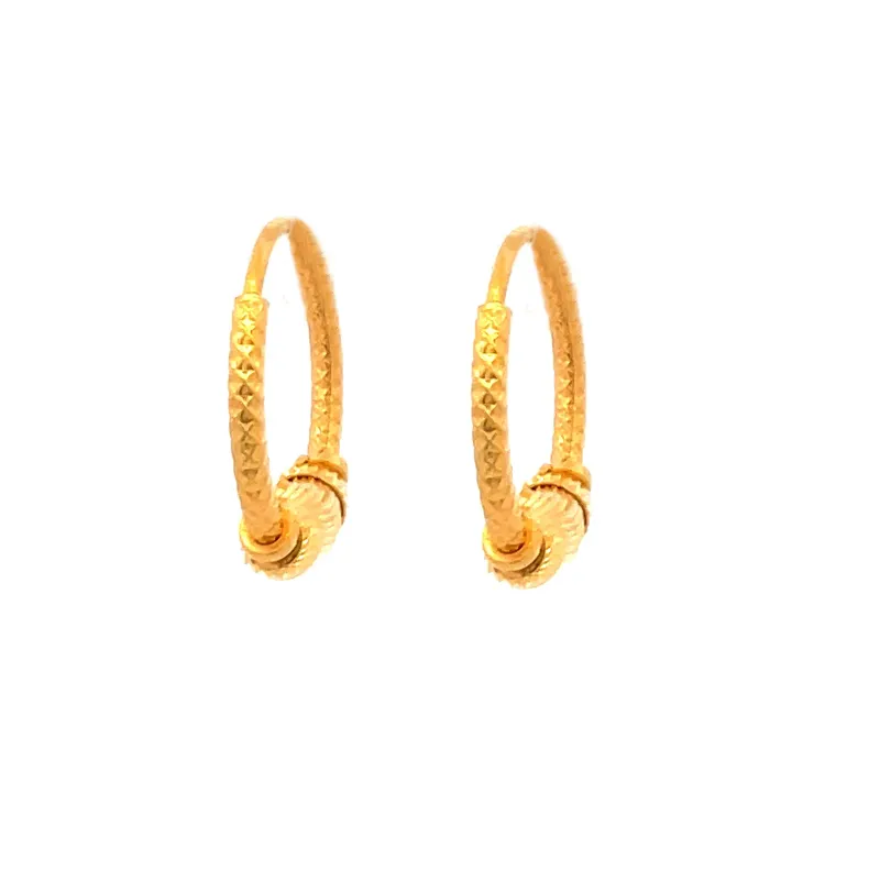 Timeless Round Hoop Earrings in 22K Gold- 15 mm