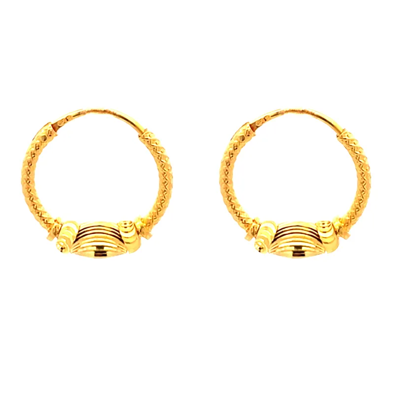 Timeless Round Hoop Earrings in 22K Gold- 15 mm