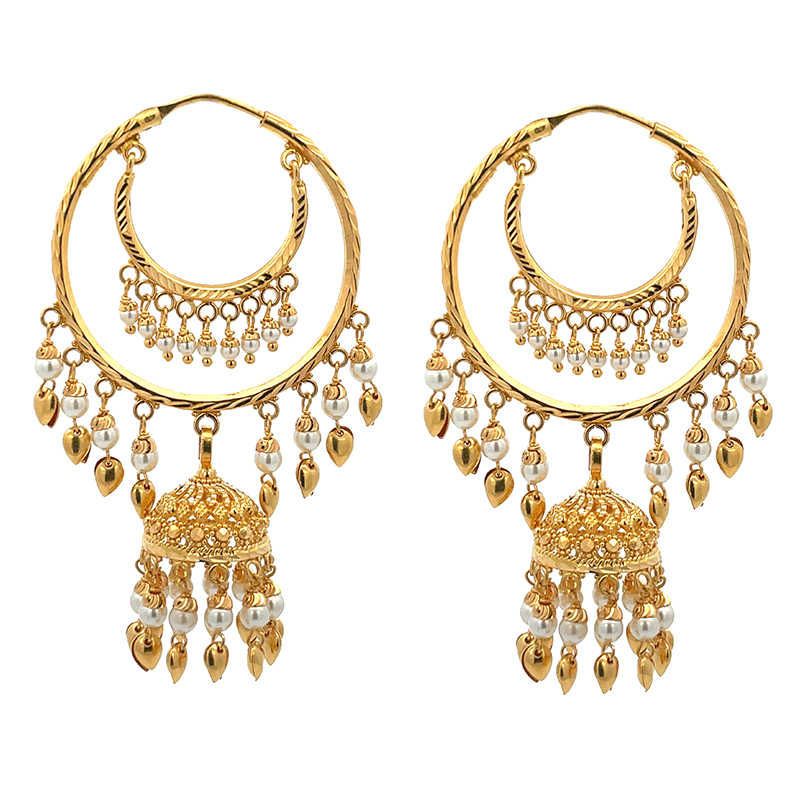 22K Gold Chandbali Earrings