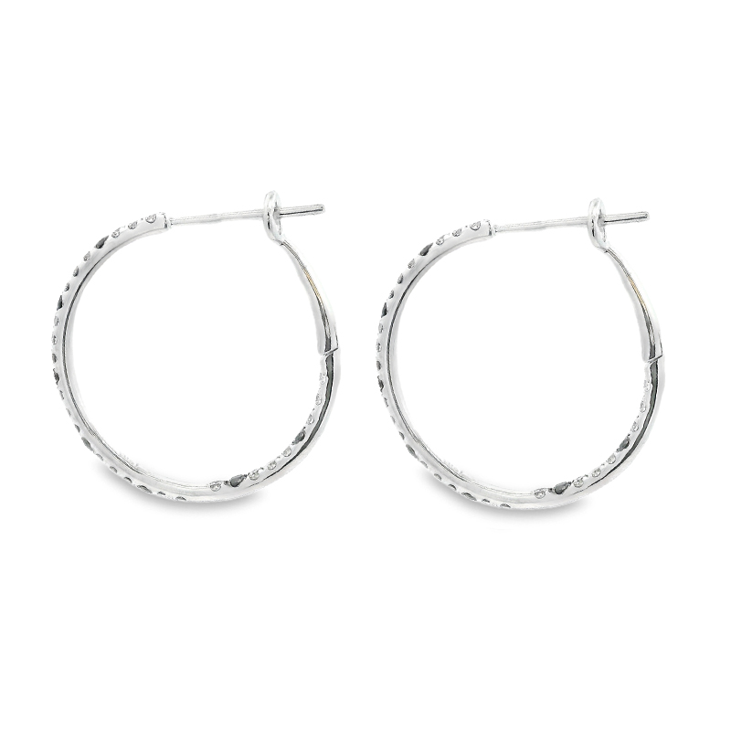 18K Gold Diamond Hoop Earrings