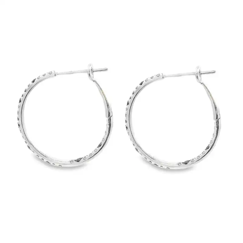 18K Gold Diamond Hoop Earrings